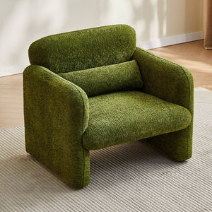 English Elm Best-selling Boucle Cloud Chair Curved Plush Upholstered Armchair with Lumbar Pillow Included Green W1765P334056