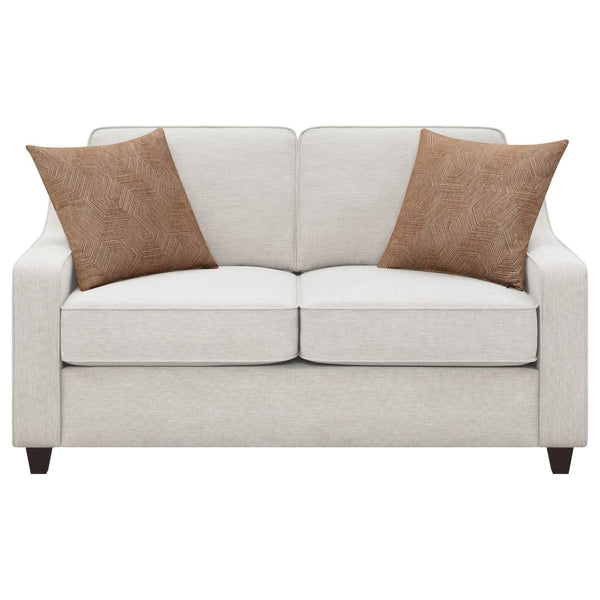 English Elm Mahaffey Chenille Loveseat with Sloped Arms Boxed Cushions and Tapered Wood Legs B062P357783