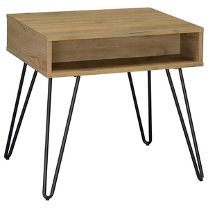 English Elm Golden Oak Lift Top Coffee Table and End Set with Hairpin Legs Storage B062S01494