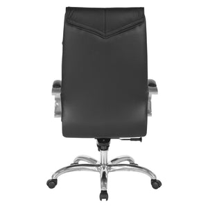 OSP Home Furnishings Deluxe Executive Top Grain Leather Office Chair with Lumbar Support and Chrome Arms High 8200
