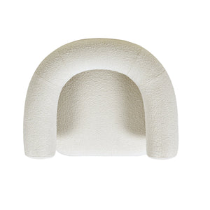 English Elm Jennifer Taylor Home - Fuji Plush 37" Mid Century Barrel Arm Chair in Ivory Bouclé — Wide 28" Seat, Solid Rubberwood Legs B2719P238263