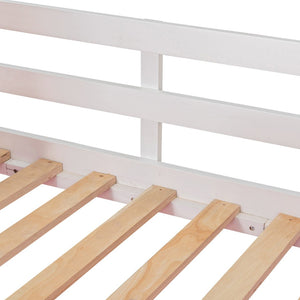 English Elm Twin Treehouse Bunk Bed Solid Pine Playhouse Frame with Cozy Canvas Tent Hideaway LT000379AAH-1