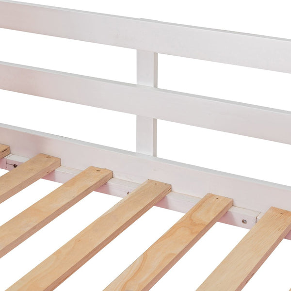 English Elm Twin Treehouse Bunk Bed Solid Pine Playhouse Frame with Cozy Canvas Tent Hideaway LT000379AAH-1