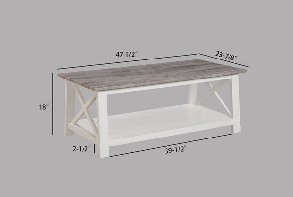 English Elm White 3-Piece Cocktail Table Set – Modern Rectangular Coffee Table + 2 Square End Tables, Sleek Living Room Furniture 47.5" x 23.9" x 18" B011P244337