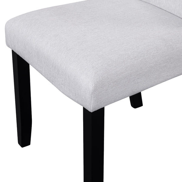 English Elm 5-Piece Round Dining Set with 43" Modern MDF Table and 4 Upholstered Fabric Chairs for Compact Spaces Beige+Black N752S001055A