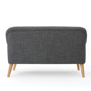 English Elm Love Seat with Button Tufted Back Rolled Arms Tapered Legs Mid-century Modern Style N771P202672D