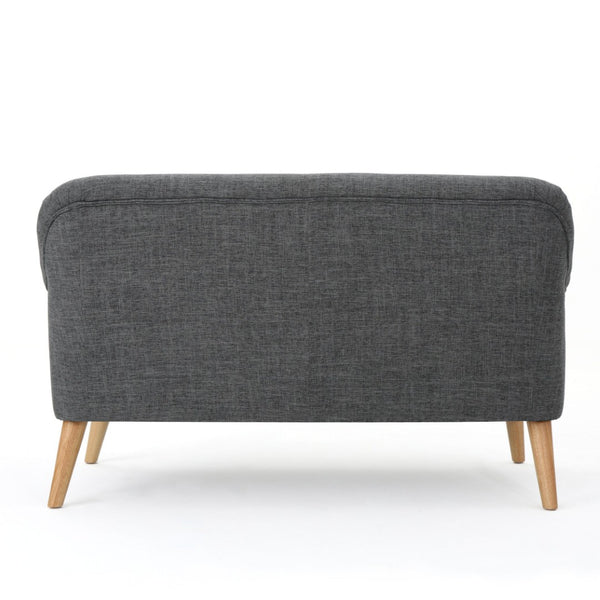 English Elm Love Seat with Button Tufted Back Rolled Arms Tapered Legs Mid-century Modern Style N771P202672D
