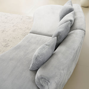 English Elm Modern curved modular sofa with dark plush upholstery, ergonomic design, versatile multi-seat lounge solution for contemporary living rooms LIGHT GREY W3612S00007