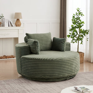 English Elm 55''l 55'l Chenille Foam Swivel Lounge Chair Plush 360 Rotation Modern Seating for Any Room W834S00594
