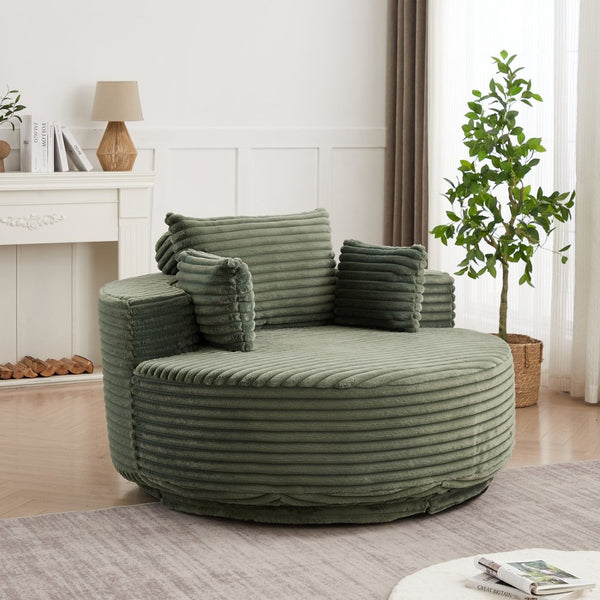 English Elm 55''l 55'l Chenille Foam Swivel Lounge Chair Plush 360 Rotation Modern Seating for Any Room W834S00594