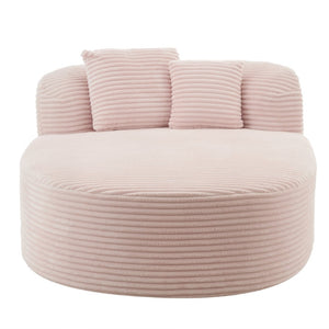 English Elm Swivel Barrel Accent Chair Chenille Tufted Round Club Seat for Living Room Lounge Pink N719S002370P