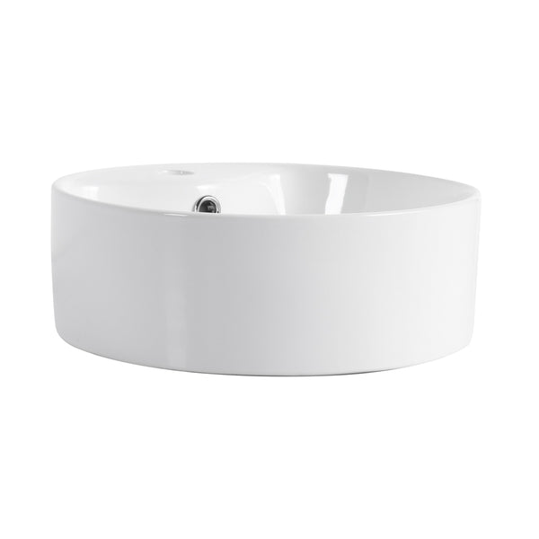 English Elm Ceramic Above-Counter Bathroom Sink Basin - Elegant Glossy White Design For Modern Spaces W999P363287