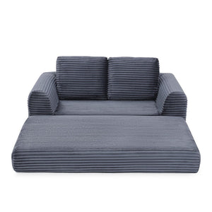 English Elm 2-in-1 Corduroy Futon Loveseat Sleeper Modular Floor Couch for Studio Living Rooms Grey W1117P415684