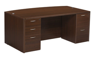 OSP Home Furnishings Napa Bow Top Executive Desk with Curved Edge and Spacious Ergonomic Work Surface Espresso NAPESP-TYP1