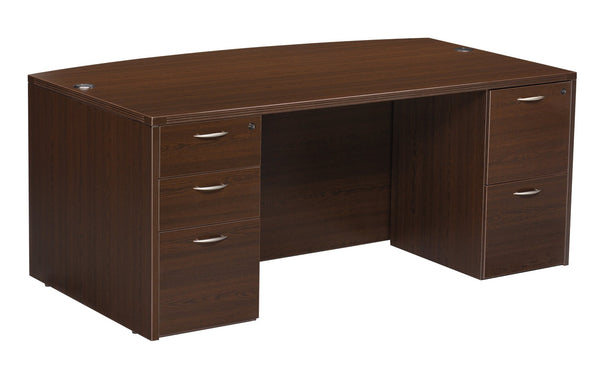 OSP Home Furnishings Napa Bow Top Executive Desk with Curved Edge and Spacious Ergonomic Work Surface Espresso NAPESP-TYP1