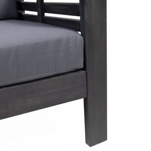 English Elm Christopher Knight Home® - Acacia Outdoor Loveseat and Chat Set with Water-Resistant Cushions, Shutter Slat Design, Dark Gray 70692.00DGRY-2_70844.00DGRY