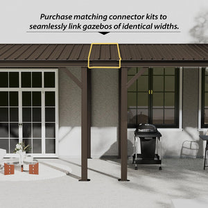 English Elm Gazebo Connector Kit Steel Expansion Linker for Wall Mounted Lean to Structures Brown W1859S00232