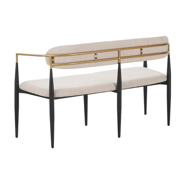 English Elm Metal Boucle Settee Loveseat with Sculptural Toothpick Legs for Modern Living Spaces Beige,Black+Gold N771P247148A