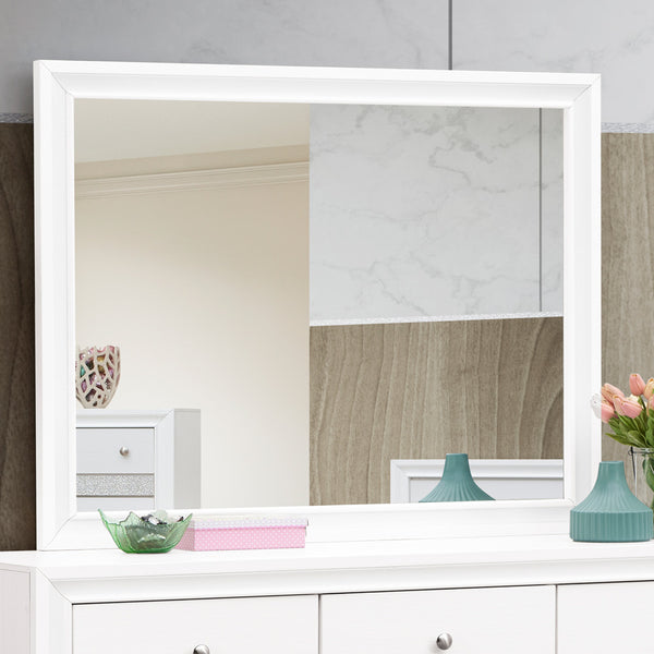 English Elm Madrid Contemporary Decorative Wall Mirror with Unique Shaped Frame, Laminate Wood Grain Finish, 37x46 inchesMadrid Contemporary Decorative Wall Mirror with Unique Shaped Frame, Laminate Wood Grain Finish, 37x46 inches White 3 L x 49 W x 39 H B078P286065