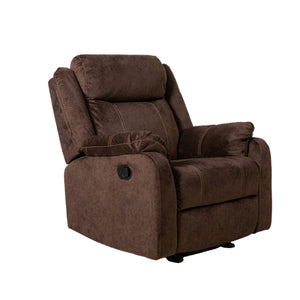 English Elm SONET Domino Upholstered Suede-Like Recliner Chair with Firm Cushy Seat and Light Rocking Comfort Coffee 35 L x 30.3 W x 26 H B201P216043