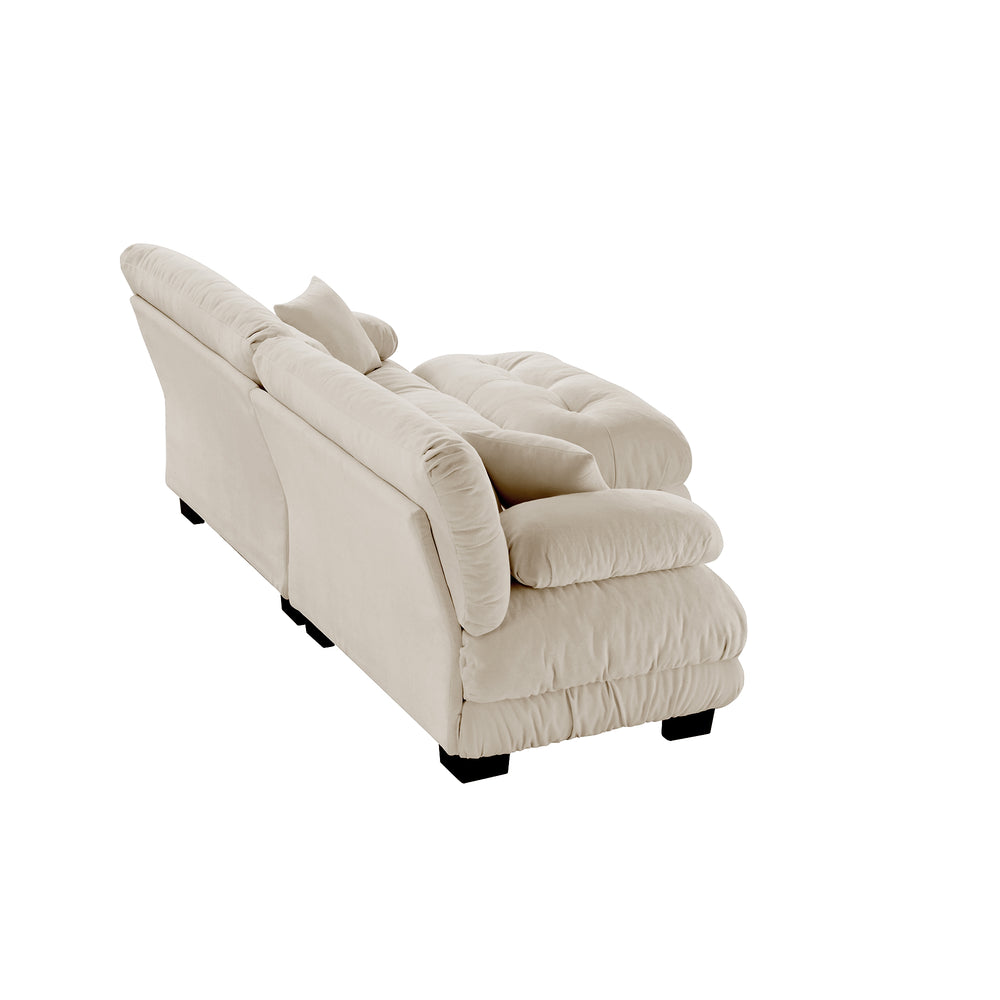 English Elm Cloud Couch Sectional Sofa: Plush Chenille 2-Seater With Adjustable Ottomans & Decorative Pillows W714S01026