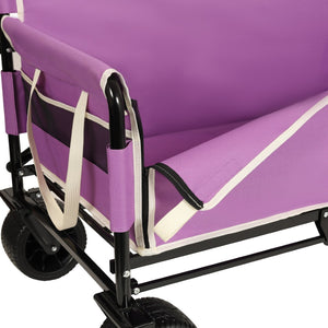 English Elm 3-in-1 Convertible Folding Wagon with Bench Seat Steel Frame 500lb Capacity Purple W2932P283543