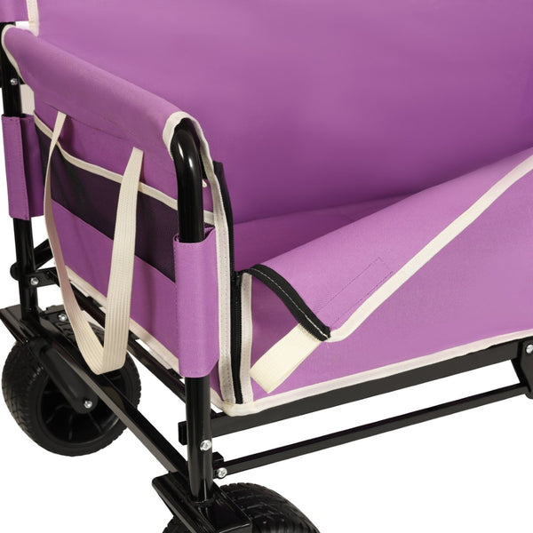 English Elm 3-in-1 Convertible Folding Wagon with 500lb Steel Frame and All-terrain Swivel Wheels Purple W2932P390459