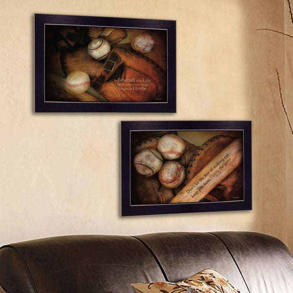 English Elm "baseball Collection" Robin-lee Vieira 2-panel Framed Art Set for Sports Den B06786958