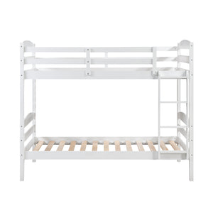 English Elm Twin Twin-over-Twin Bunk Bed with Guard Rails and Ladder, Wood-Engineered Frame, Space-Saving Dorm Style White 84 L x 20 W x 9.5 H B011P362601