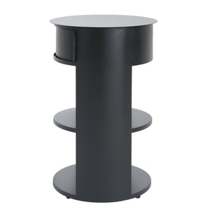 English Elm Christopher Knight Home® - Indoor 3-Tier Metal Round Side Table with Sliding Door Cabinet, Sturdy Iron, No-Assembly Modern Chic Matte Black N772P301522B