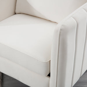 English Elm Accent Velvet Armchair Mid-century Modern Plush Seat with Metal Legs for Any Room W3244P327103