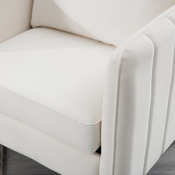 English Elm Accent Velvet Armchair Mid-century Modern Plush Seat with Metal Legs for Any Room W3244P327103