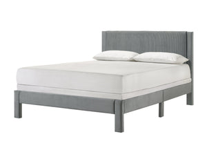 English Elm 1pc Plush Upholstered Headboard Queen Bed with Ribbed Texture, Low-Profile Frame and Sleek Modern Design Light Gray 54.7 L x 21.3 W x 6.9 H B2741P322603