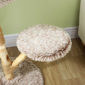 English Elm Cat Tree Tower with Jute Wrapped Pear Wood Post Dual Perches and Hanging Rope Toy T3971P432019