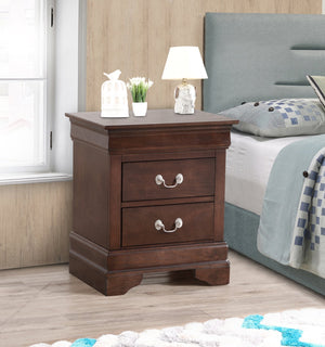 English Elm LouisPhillipe Cappuccino Nightstand with 2 English Dovetail Drawers, Silver Hardware, Sturdy Wood Veneer Finish B078112061