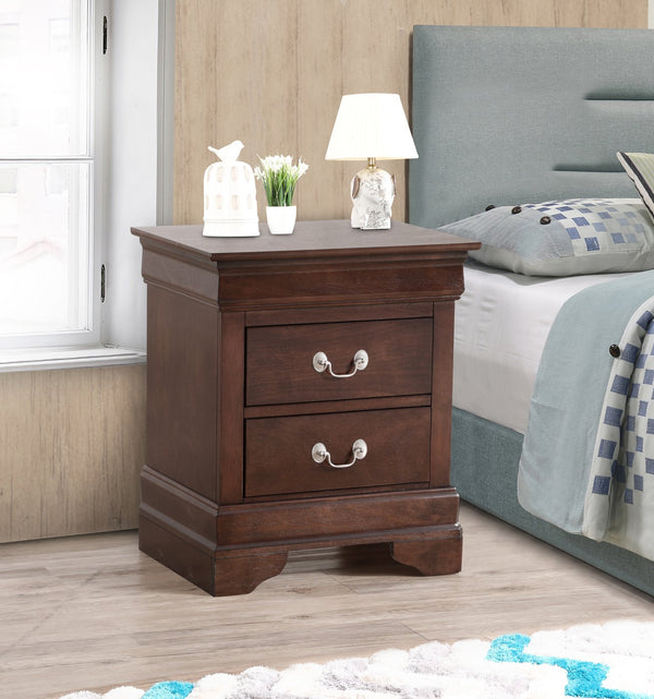 English Elm LouisPhillipe Cappuccino Nightstand with 2 English Dovetail Drawers, Silver Hardware, Sturdy Wood Veneer Finish B078112061