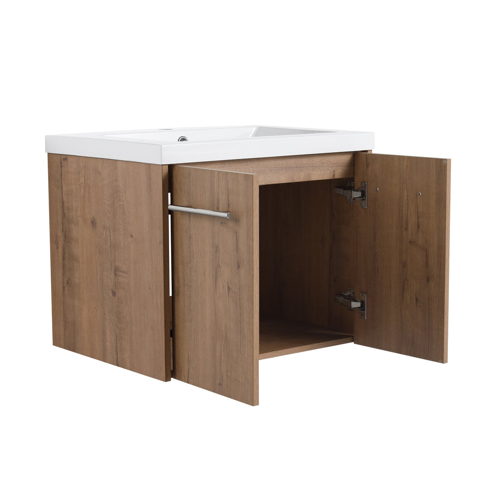 English Elm 24 Inch Floating Bathroom Vanity with Resin Sink, Soft-Close Doors, Wall-Mounted Storage, Modern Compact Design W999P188185