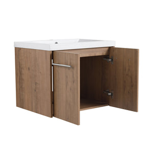 English Elm 24 Inch Floating Bathroom Vanity with Resin Sink, Soft-Close Doors, Wall-Mounted Storage, Modern Compact Design W999P188185
