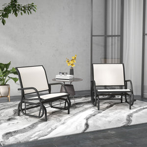 English Elm Outsunny Set Of 2 Cream White Glider Chairs, Breathable Mesh, Steel Frame For Garden & Patio Relaxation W2225P200433-GIGA