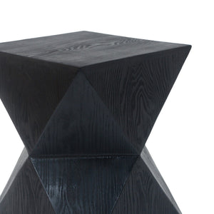 English Elm 14.25" Concrete Hourglass Outdoor Side Table Matte Black Hand Painted Patio Accent N767P192080B