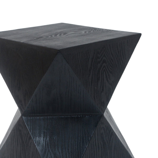 English Elm 14.25" Concrete Hourglass Outdoor Side Table Matte Black Hand Painted Patio Accent N767P192080B