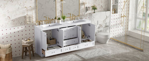 English Elm 72-inch Shaker Double Bathroom Vanity White Mdf Soft Close Drawers Resin Basin N729P000029K