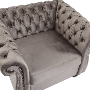 English Elm Christopher Knight Home® - Chesterfield Velvet Club Chair with Button-Tufted Diamond Stitch, Nailhead Trim, Solid Wood Frame N776P309421D