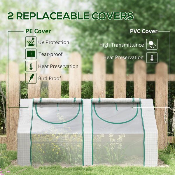 English Elm Outsunny Portable Outdoor Greenhouse Steel Frame Dual Pe Cover with Roll up Windows W2225P229275