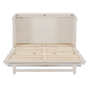 English Elm Queen Murphy Wall Bed with Usb Ports Storage Drawers and Cabinet Style Panel Front White N708S00006AAK