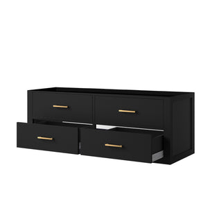 English Elm Black Midcentury Modern 48-Inch Wall-Hung Bath Vanity With Soft-Close Storage & Easy Setup B2731P257997