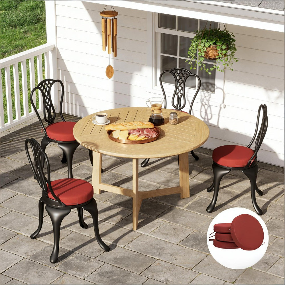 English Elm Soft Round Dining Chair Cushions Set of 4 with Washable Covers and Foam Padding T3971P443113