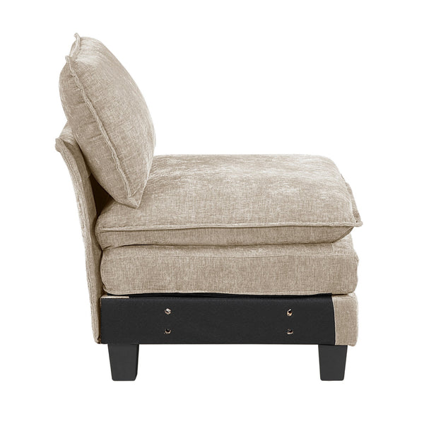 English Elm Modern 5-Piece Modular Sectional Set In Soft Taupe Chenille - Plush Comfort & Stylish Living Room Solution B011S01808