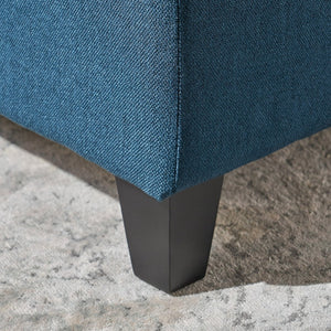 English Elm Upholstered Boucle Storage Bench Soft Close Flip Top Rubberwood Legs Bedroom Entryway Navy Blue N779P395018N