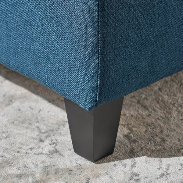 English Elm Upholstered Boucle Storage Bench Soft Close Flip Top Rubberwood Legs Bedroom Entryway Navy Blue N779P395018N